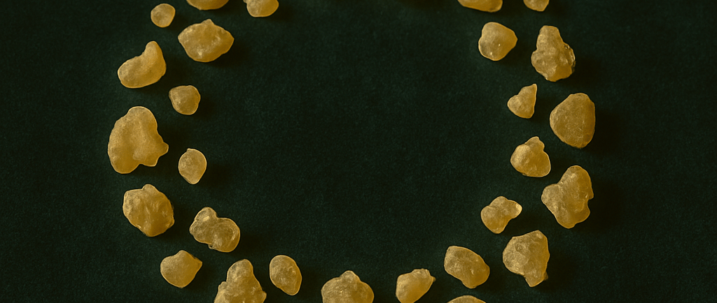 a circle of frankincense on a green background