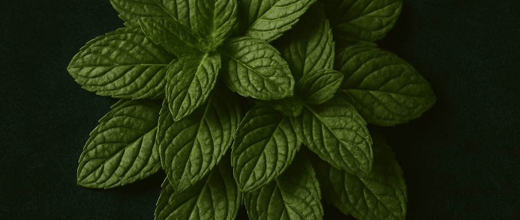 a green peppermint plant with a leafy green leaf on a green background
