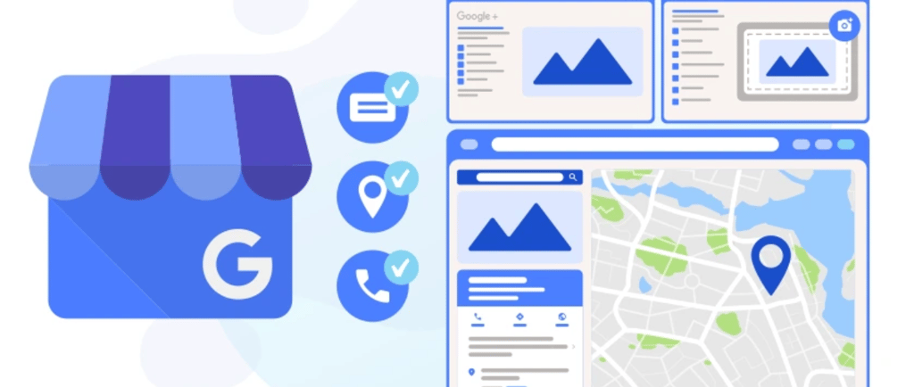 a google - search engine with a map of the location of a local business
