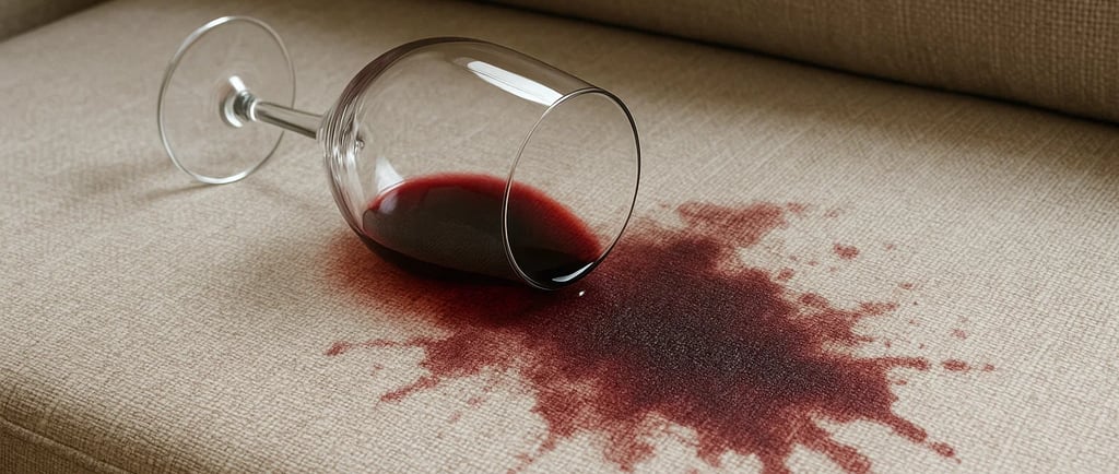 Tache de vin rouge sur un canapé clair nécessitant un nettoyage professionnel à Toulouse par NetT
