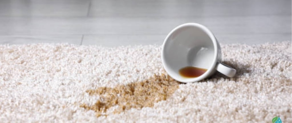 Tache de café sur tapis clair avant nettoyage professionnel par NetT à Blagnac