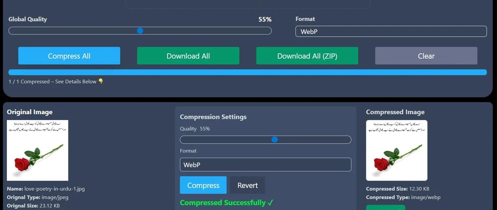 Reduce image file size without losing quality using image conpresor