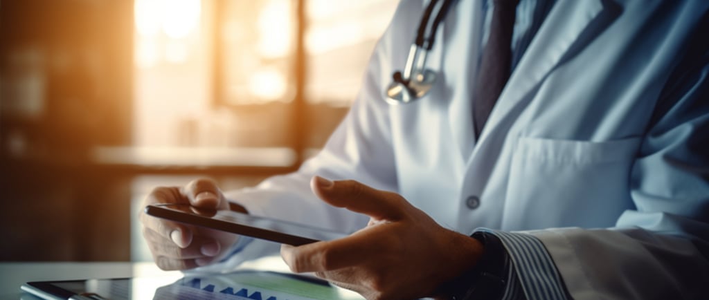 a doctor holding a tablet computer and a tablet