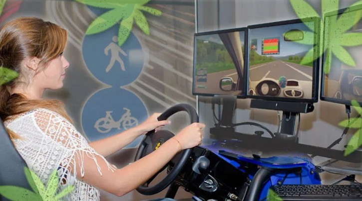 a woman is playing a video game on a computer