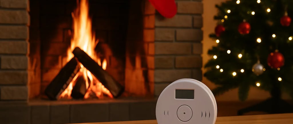 Cheminée allumée pendant les fêtes présentant des risques en cas de conduit mal entretenu