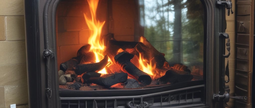 fragments de braise dans un foyer fermé