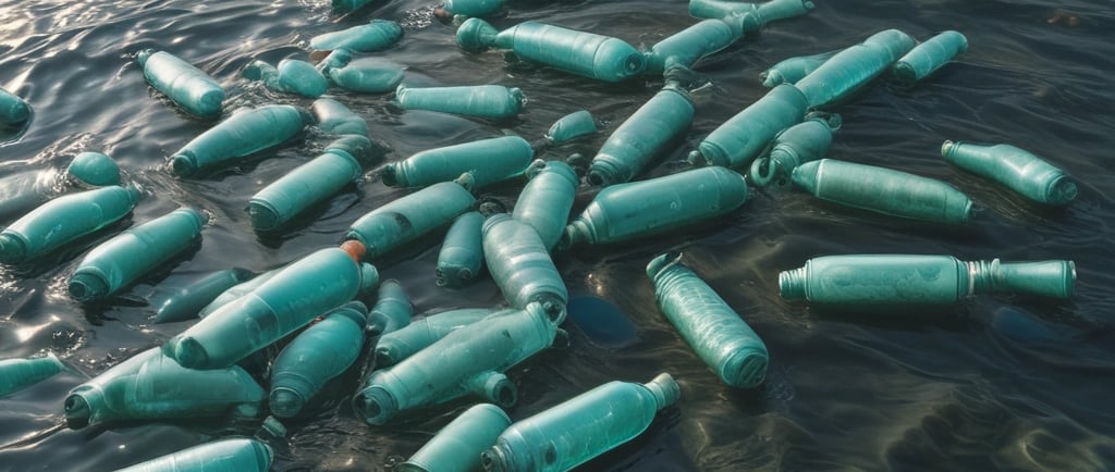 Océans pollution, bouteille en plastique dans la mer 