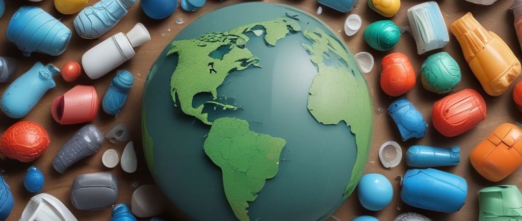objets en plastique, la terre en plastique, objets recyclé 