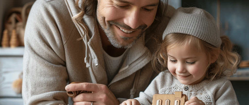 Vater und Kind spielen