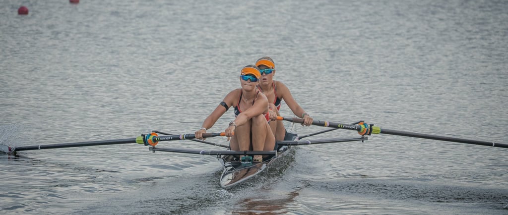 Anna and Maija racing in their pair at 2025 Youth Nationals