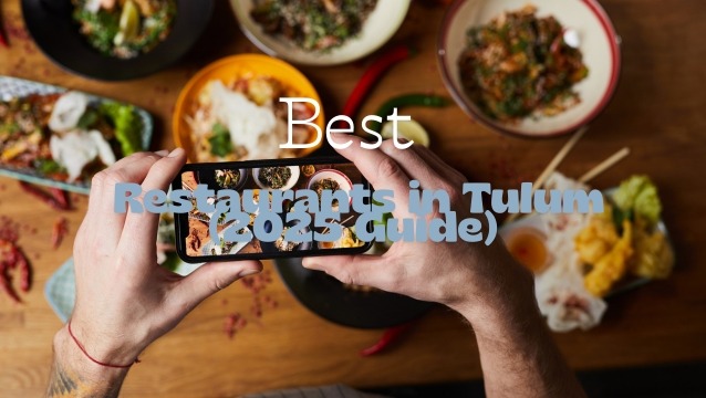 a person taking a photo of a table with food and a phone