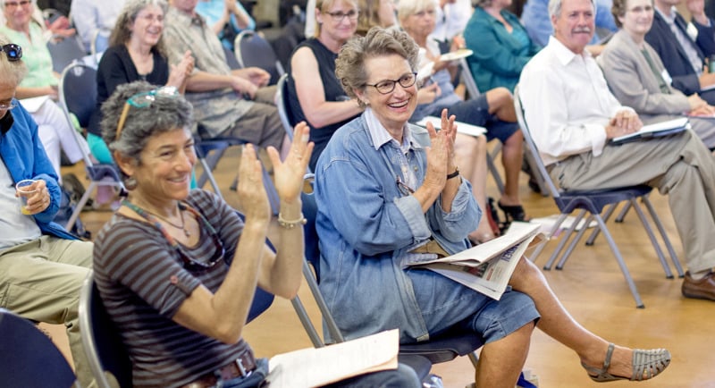 Community meeting in the common house