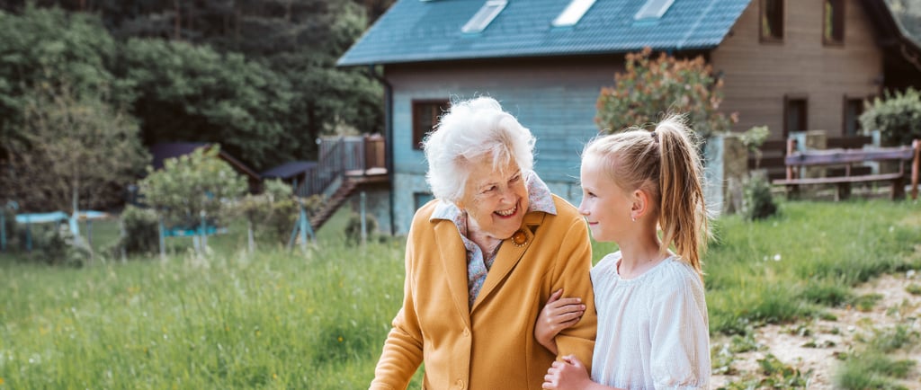 Grandmother and young girl about 12 years old