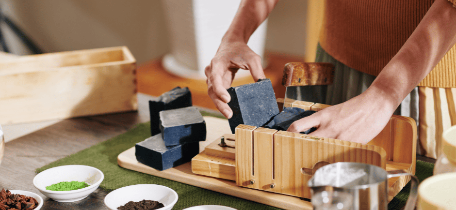 Making soap in the community maker space