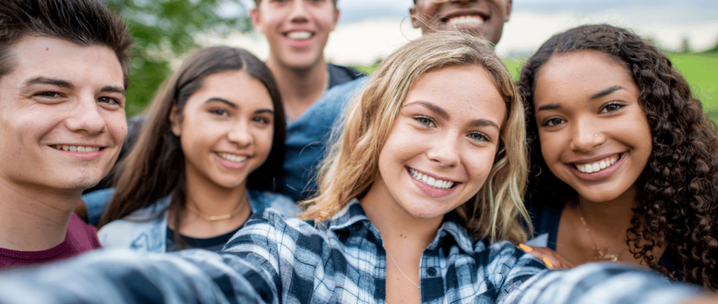 Happy group of diverse teens