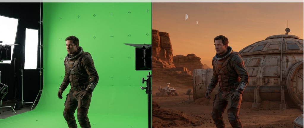 Comparación técnica de integración CGI fotorrealista sobre croma verde para publicidad premium. 