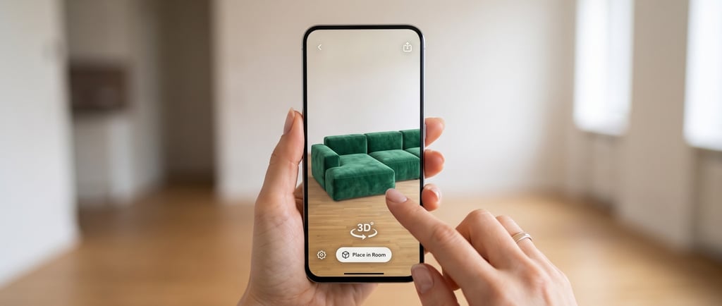 Cliente usando WebAR para visualizar productos en casa antes de comprar - Catapulta Producciones