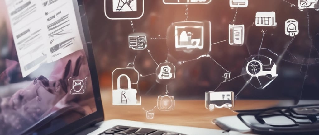 a red background with a line of white circles