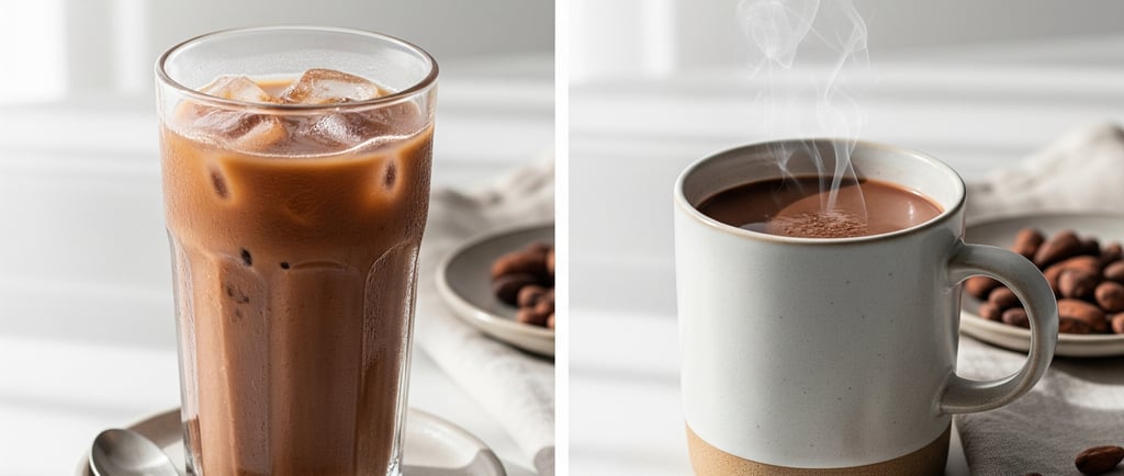  Caffè VIVA Choco Blend served as a cozy mug of hot chocolate and a refreshing glass of iced choco.