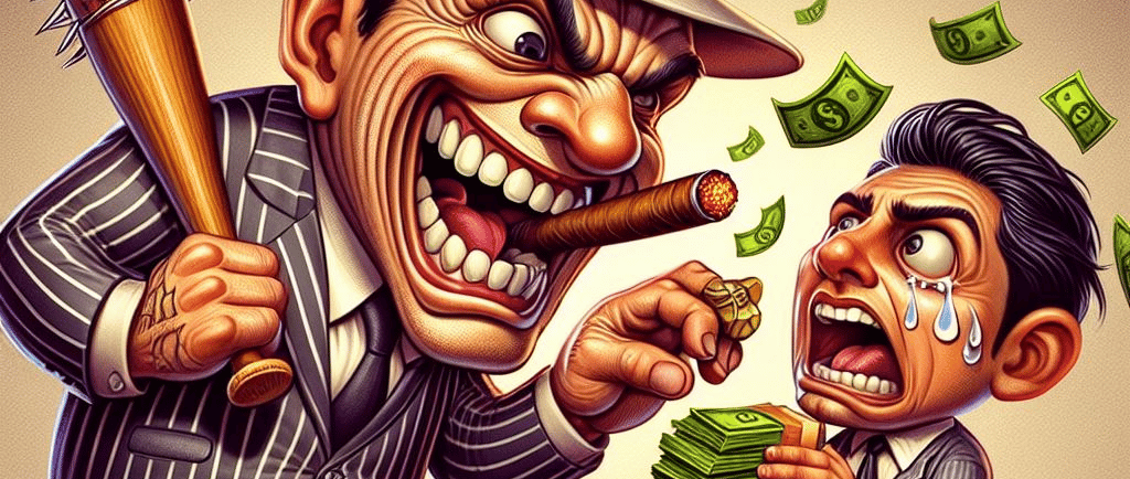 AI generated cartoon image odf a loan shark