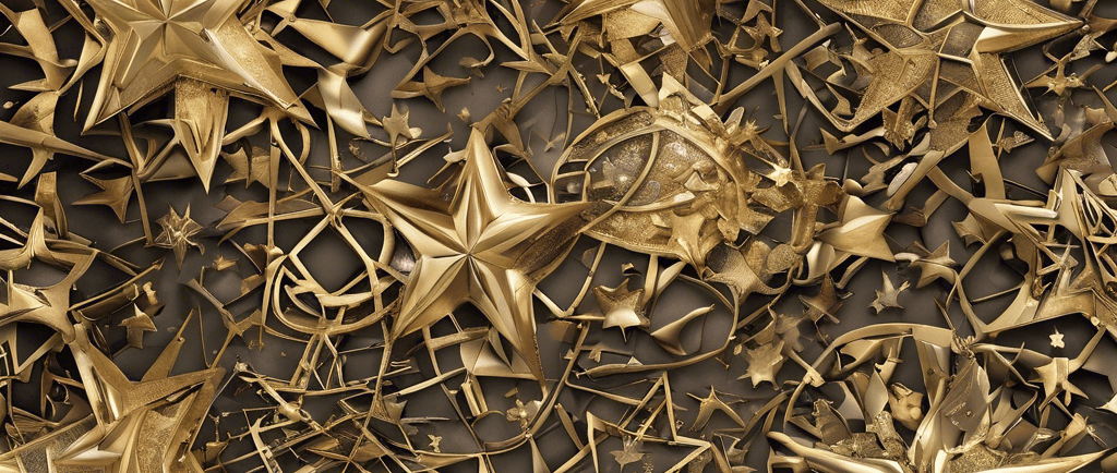a bunch of gold stars in a wall