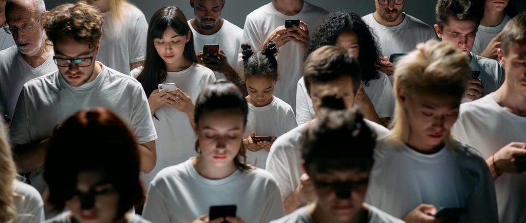 a group of people standing in a crowd of people