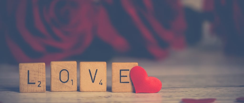 Wooden tiles spelling the word LOVE