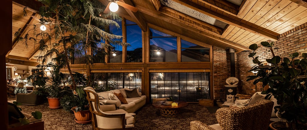 Ouray, CO real estate commercial property branding hotel lobby at twilight