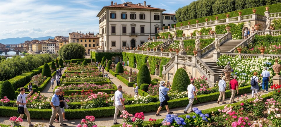 tourists visiting bardini gardens