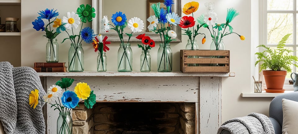 recycled plastic flowers display