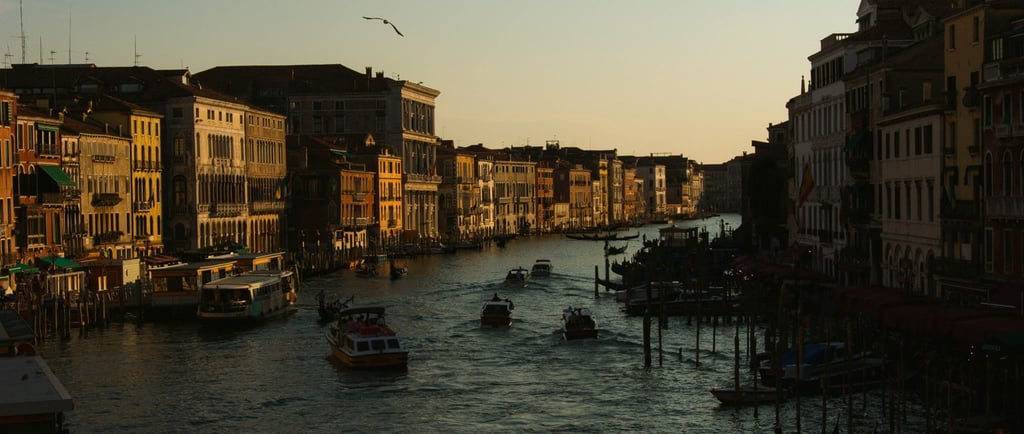 Canal in Venice, Italy at sunset