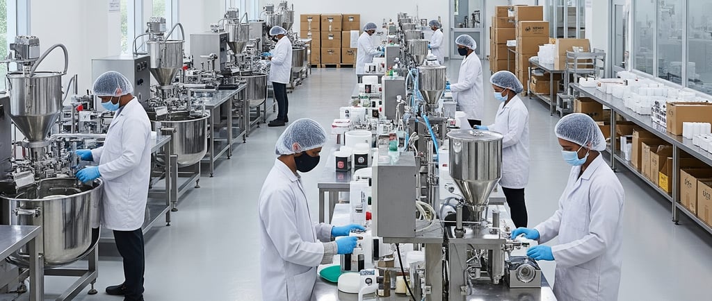 a group of people in white lab coats and masks