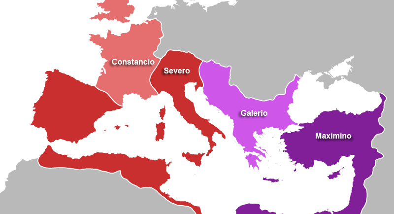 mapa de la tetrarquia año 305