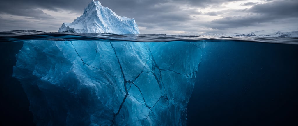 Iceberg with hidden cracks