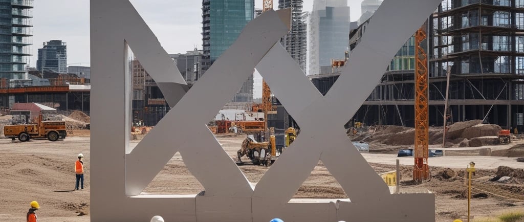 seven construction workers standing on white field