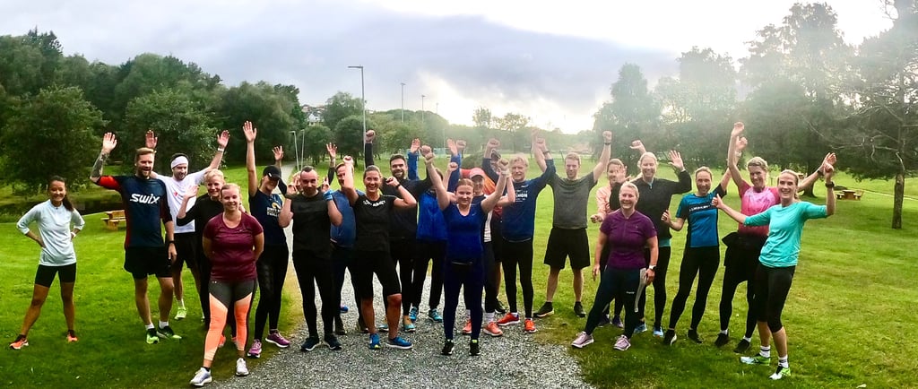 Åsane løpegruppe under fellestrening 10.august 2023