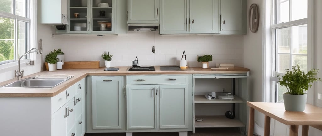 a wooden table with a few antique objects on it