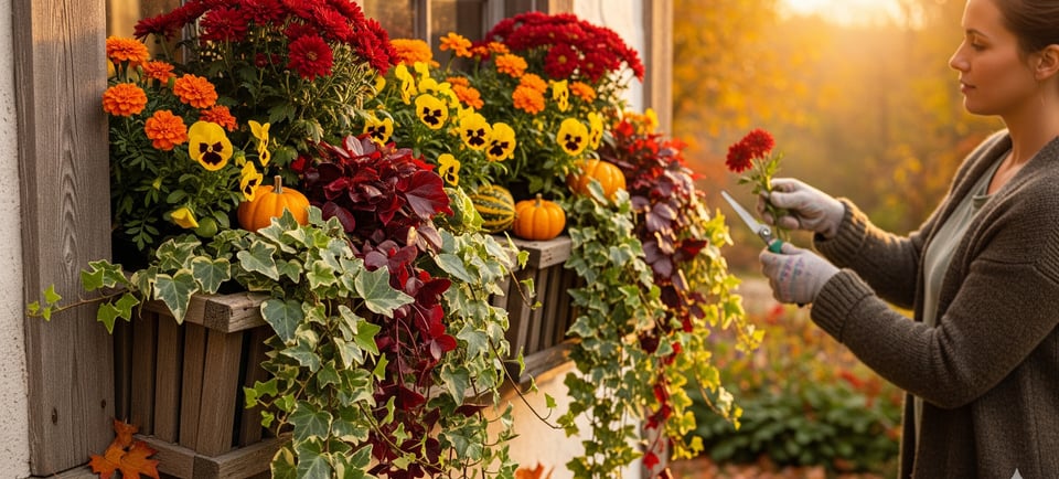 a woman is holding a flower potted with flowers