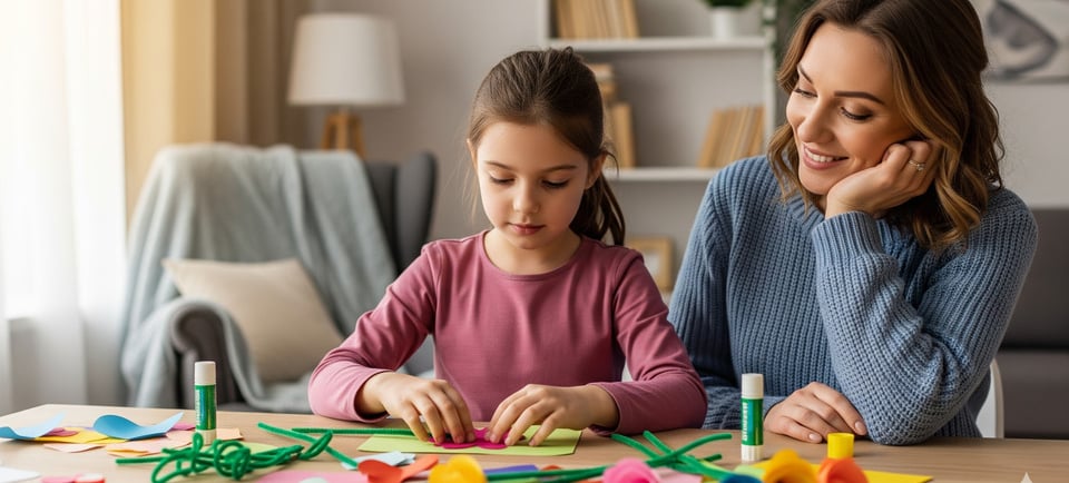 a woman and a young girl are sitting at a table