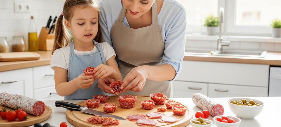 a woman and her daughter are preparing to make a pizza
