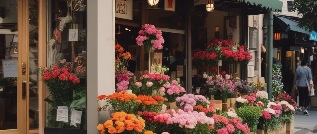outside a flower shop in Tokyo