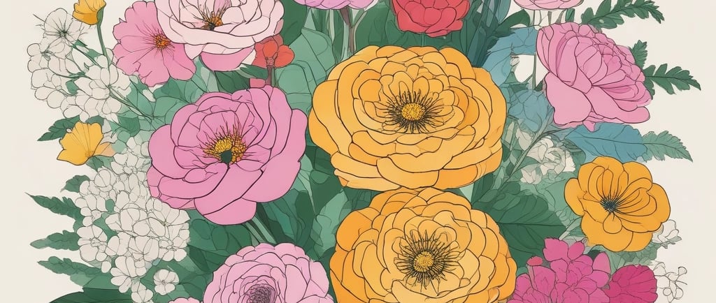 flower art with yellow and pink flowers