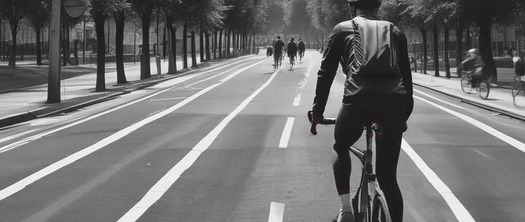 a cyclist on dedicated bike path