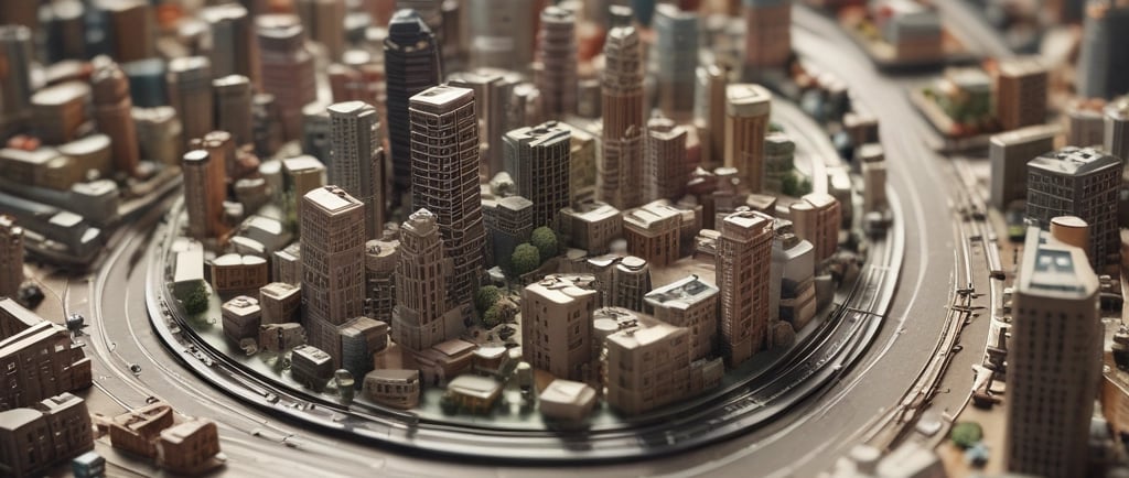 a miniature model of a city road network