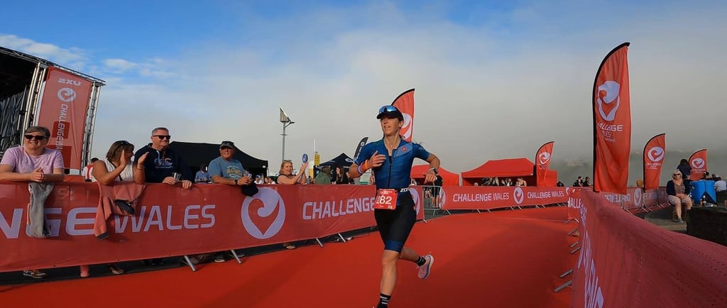 a women competing in Challenge Wales triathlon