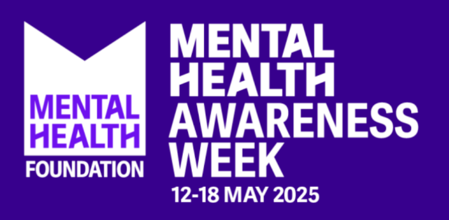 a purple and white logo with the words mental health awareness week