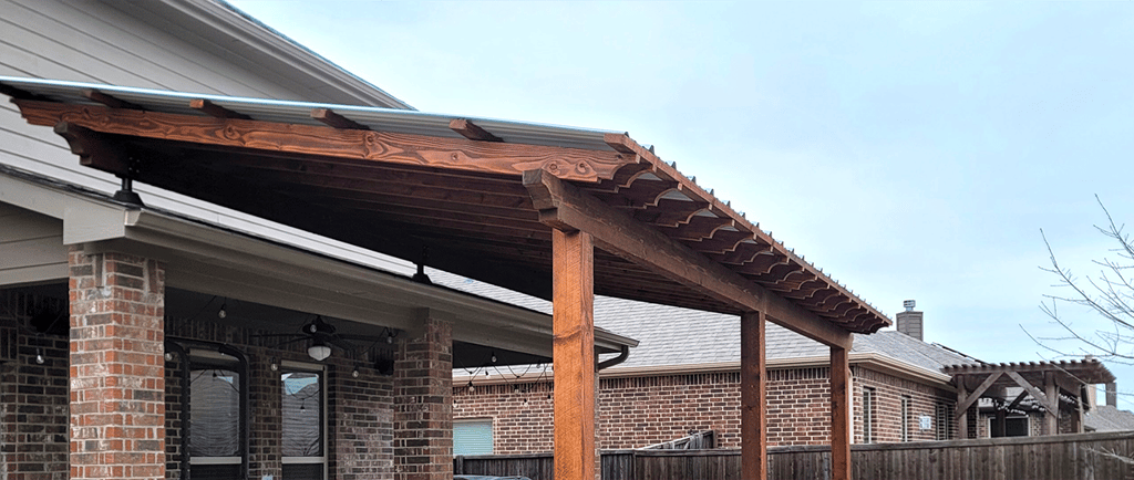 Pergolas attached Brick House