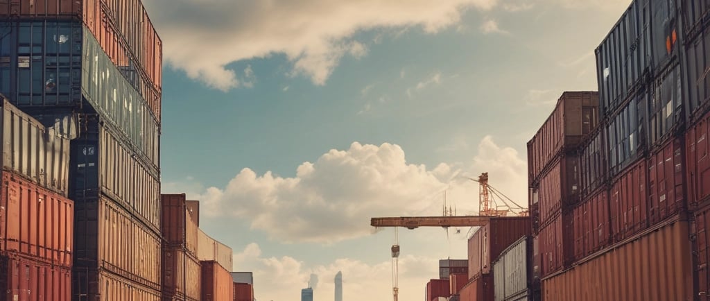 a stack of cargo containers stacked on top of each other