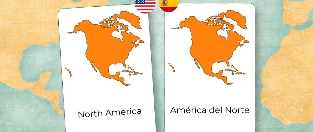 Bilingual Montessori materials: matching English and Spanish nomenclature cards for a Spanish immersion homeschool