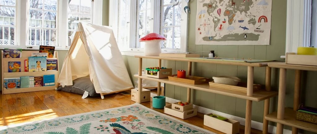 Montessori homeschool curriculum shelf with materials
